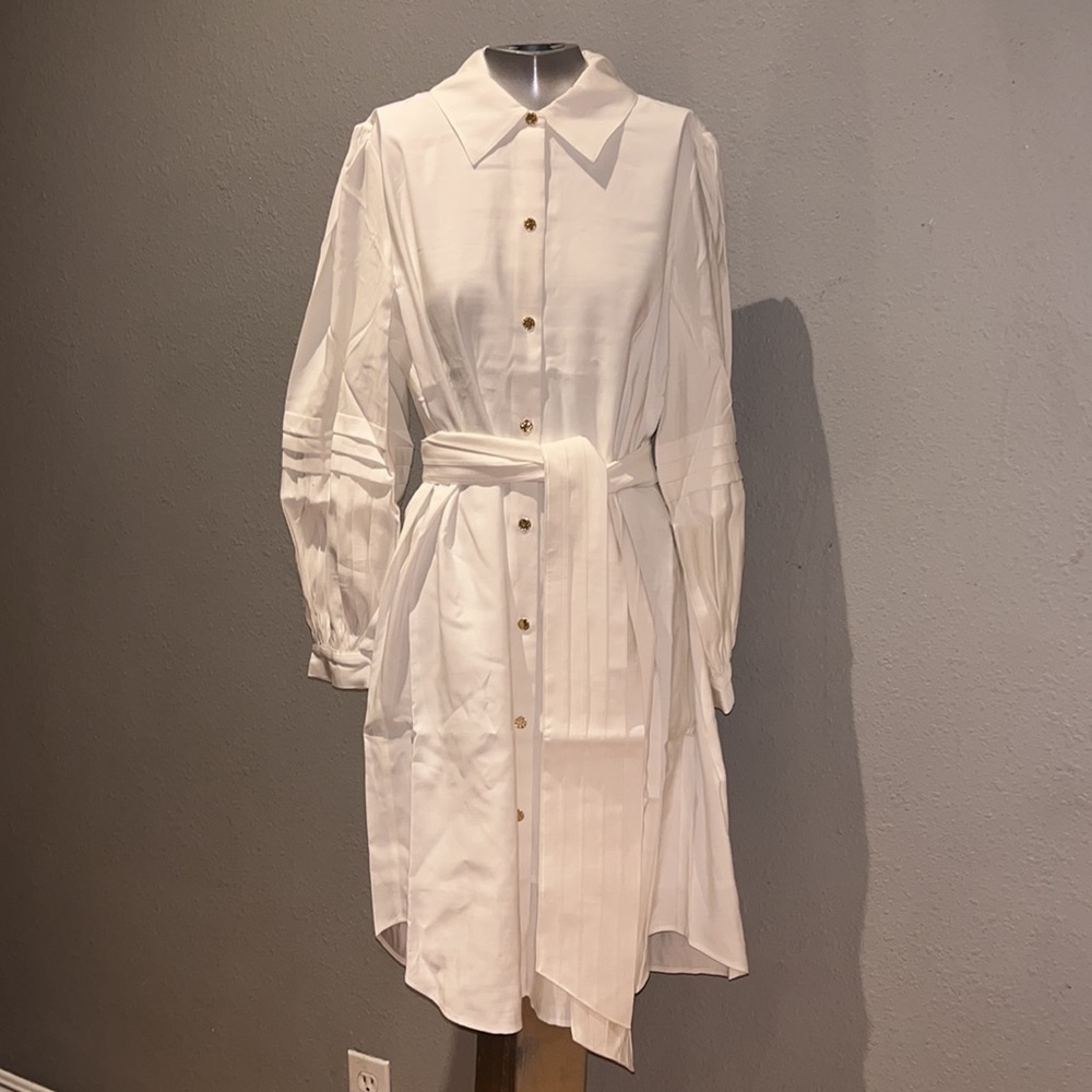 Emily McCarthy Oxford Linen White with puff/ Balloon sleeve dress